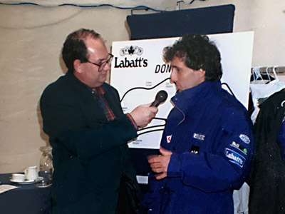 Andrew Marriott interviewing Alain Prost at Donington 1993
